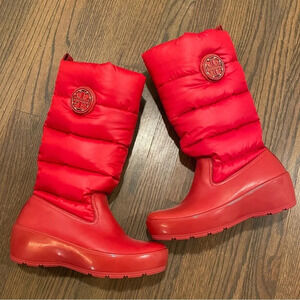 Tory Burch Winter Snow Red Puffer Boots Women size